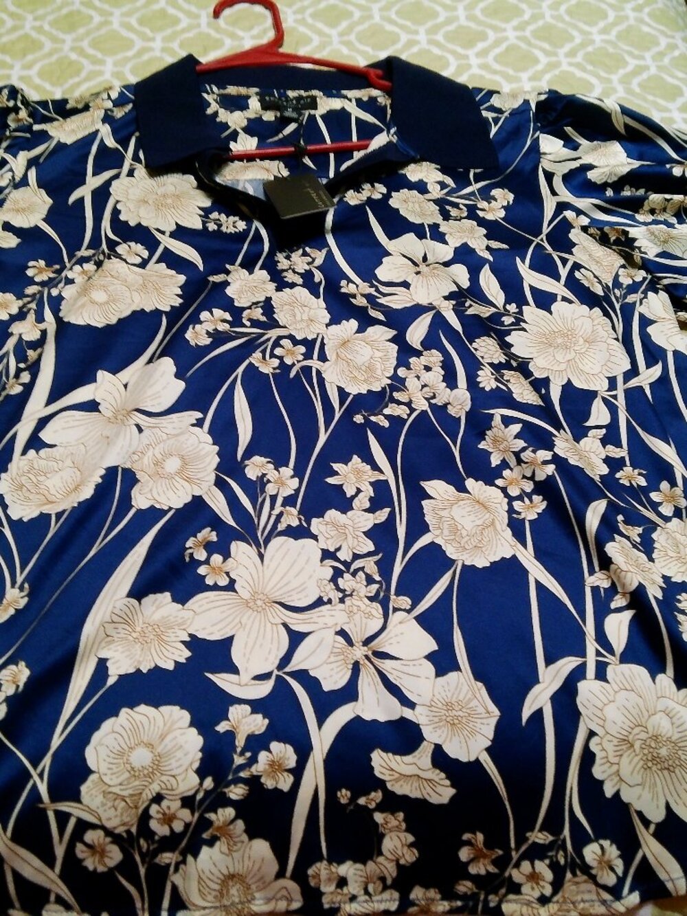 CURRENT AIR BLOUSE NEW WITH TAGS SIZE MED BLUE FLORAL WITH PUFFED SLEEVES